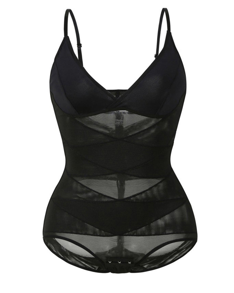 Mesh V-Ausschnitt Bauchweg Unterhemd Shapewear mit BH