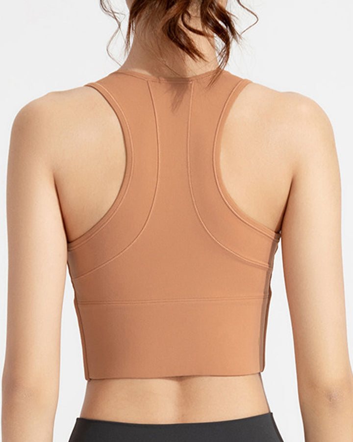 Hoher Wirkung Reißverschluss Vorne Tank Top Racerback Bügellose Yoga Sport BHs