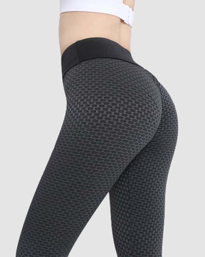 Wabenförmige Po-Lifting Anti Cellulite Workout Leggings Hohe Taille Yoga Hose