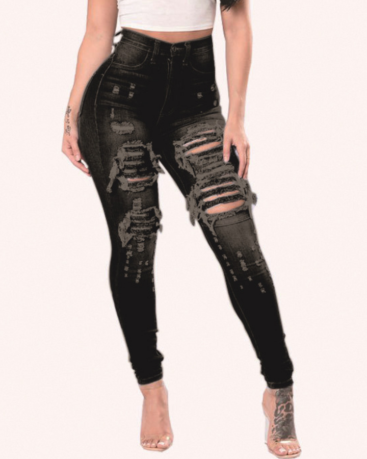 Shapshe® Niedrige Taille zerrissene Skinny Denim Jeans im kolumbianischen Design mit Po-Lift