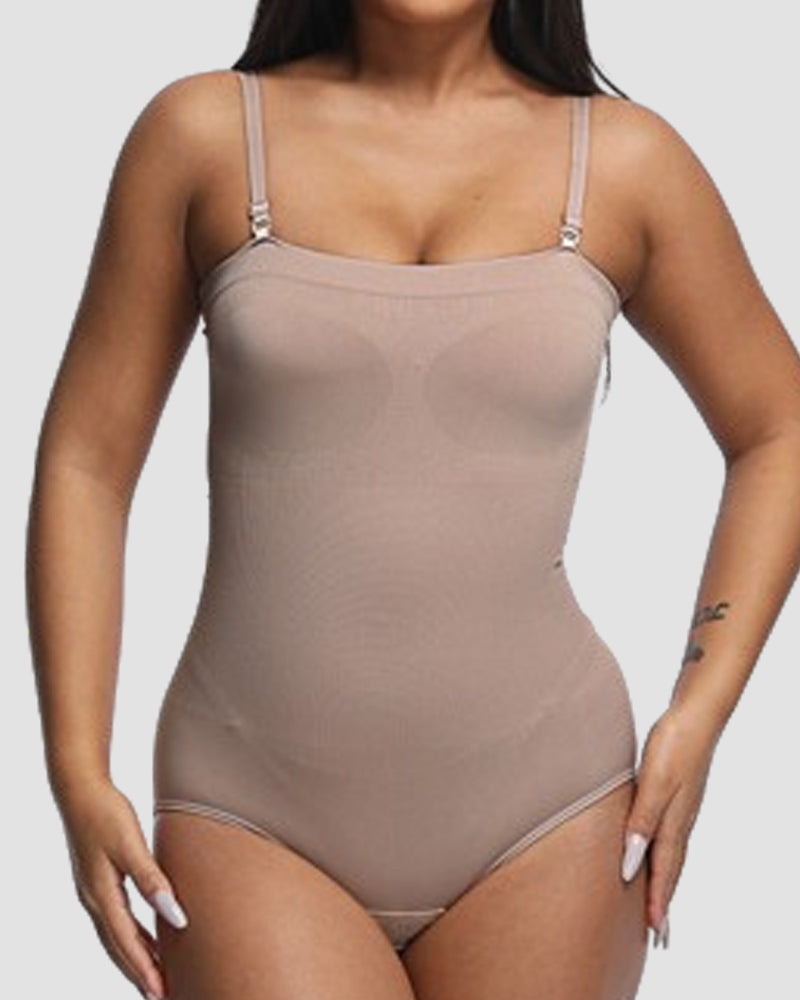 Damen Camisole Tube-Top Bauchweg Bodysuit mit abnehmbaren Schulterriemen