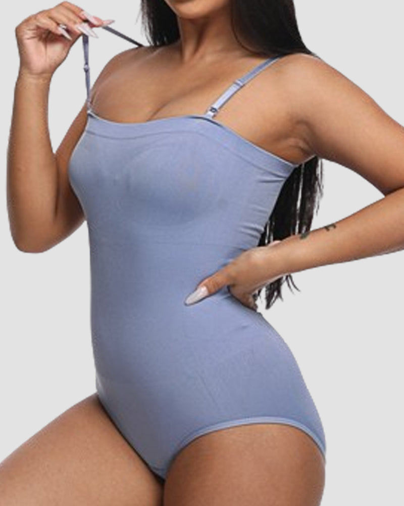 Damen Camisole Tube-Top Bauchweg Bodysuit mit abnehmbaren Schulterriemen