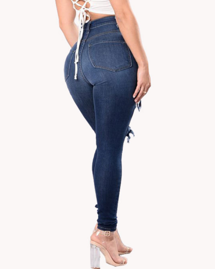 Shapshe® Niedrige Taille zerrissene Skinny Denim Jeans im kolumbianischen Design mit Po-Lift