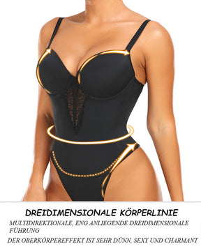 Rückenfreier Push Up BH Taille Abnehmen Po-Lifter Tanga Shapewear Bodysuit