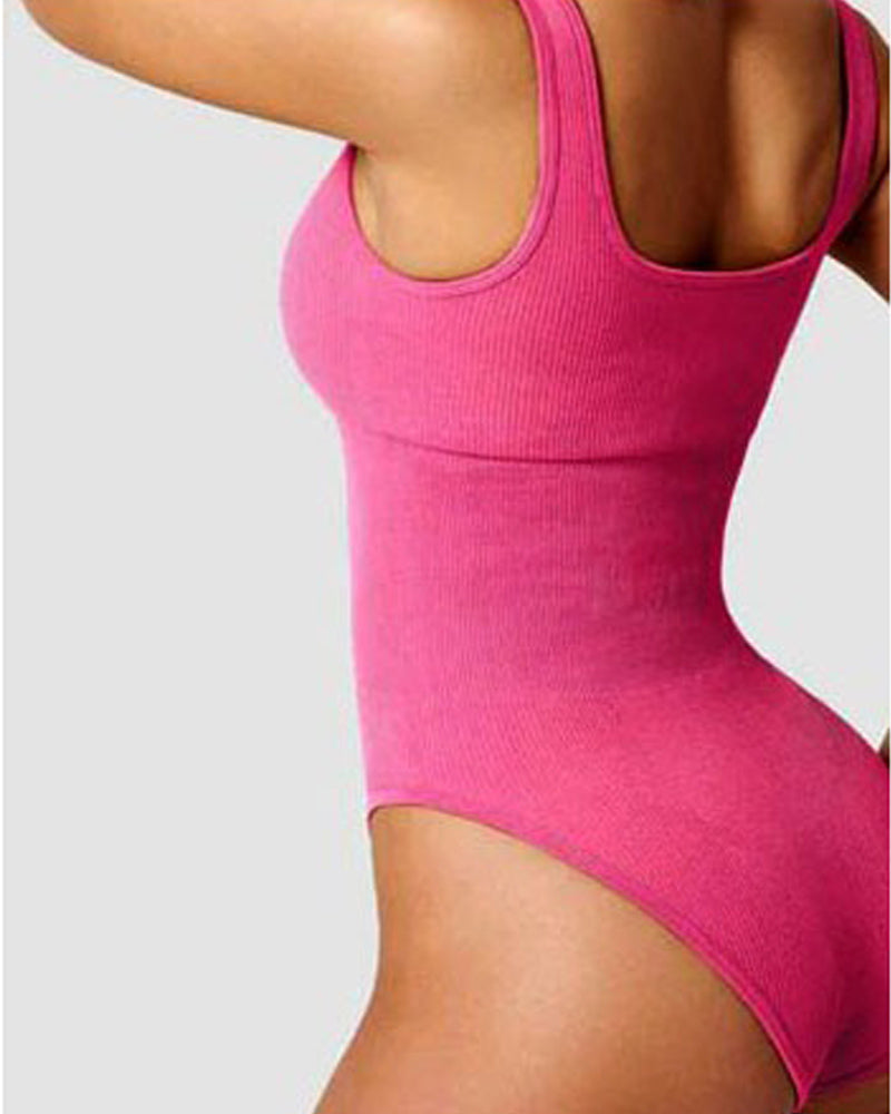 Damen Shapewear Bodys Sexy gerippte ärmellose Tanktops mit quadratischem Ausschnitt