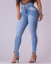 Damen Jeans mit hohem Bund und Schlitz