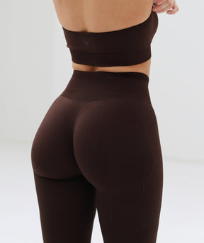 Nahtlose gerippte Kontur Leggings und Yoga Hose