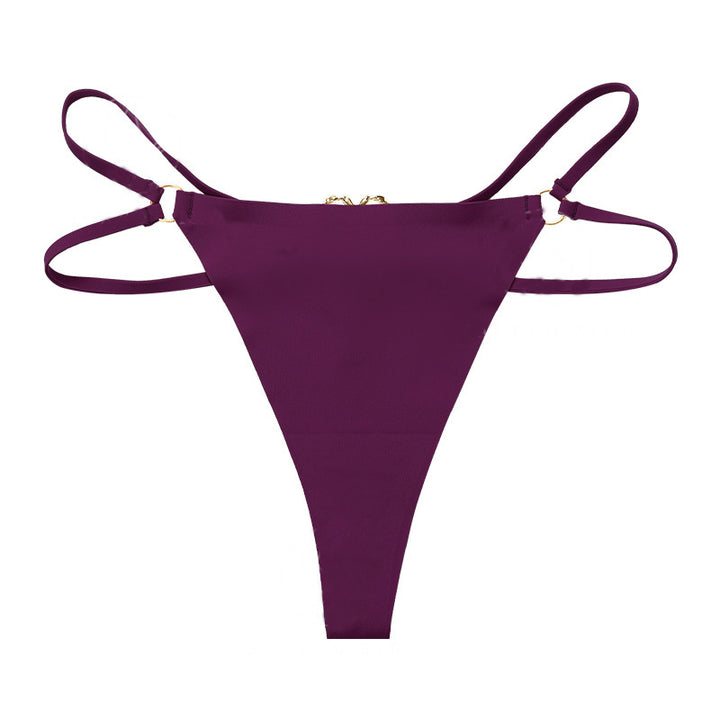 Damen Nahtloser Lingerie Niedrige Taille Metallring Versuchung Intimates Sexy unterwäsche