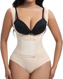 Damen Tiefem Rücken Bauchweg Tanga Bodysuit Shapewear mit  Verstärktem Gürtel