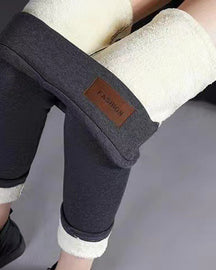 Damen Hoch taillierte Thermo Sherpa Verdicktem Fleece Leggings