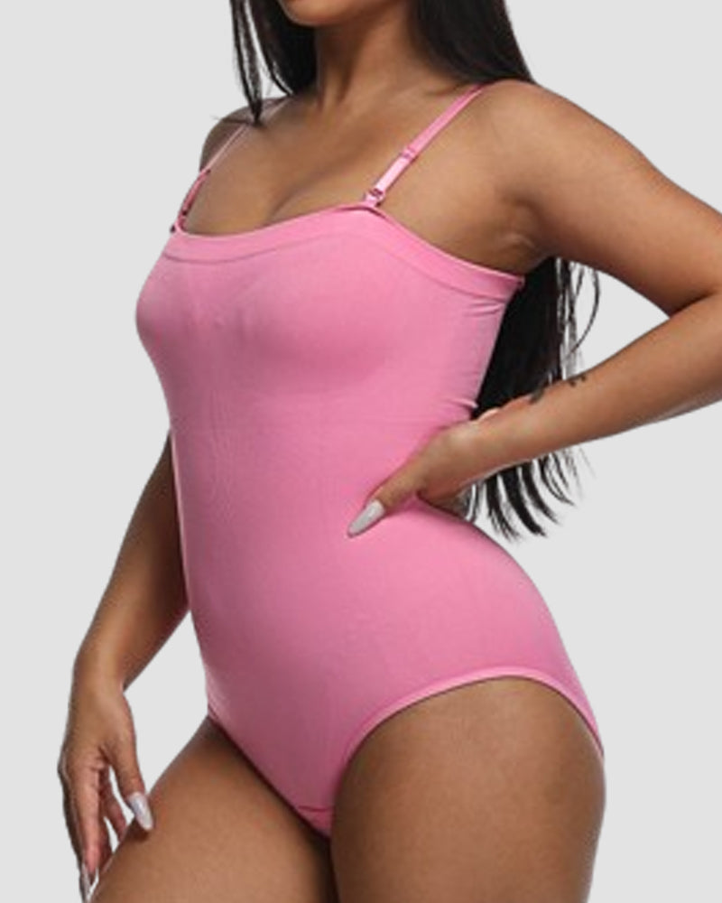 Damen Camisole Tube-Top Bauchweg Bodysuit mit abnehmbaren Schulterriemen