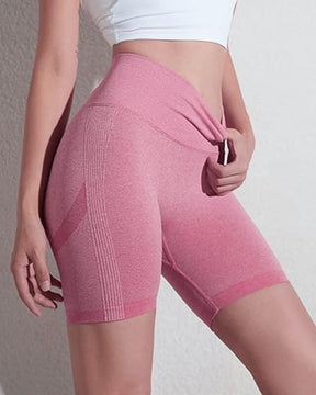 Damen Hohe Taille Bauchweg Leggings Stretch Scrunch-Po Fitness Yoga Shorts