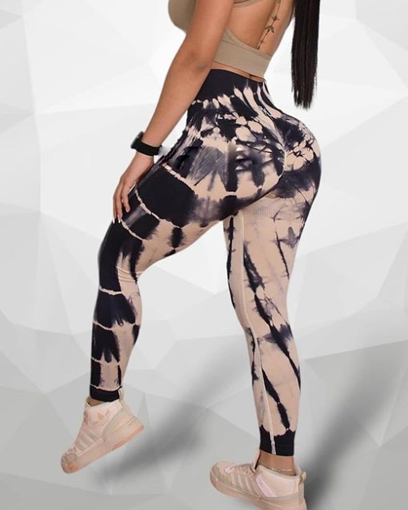 Tie Dye Peach Butt Yoga Hose Sport Leggings