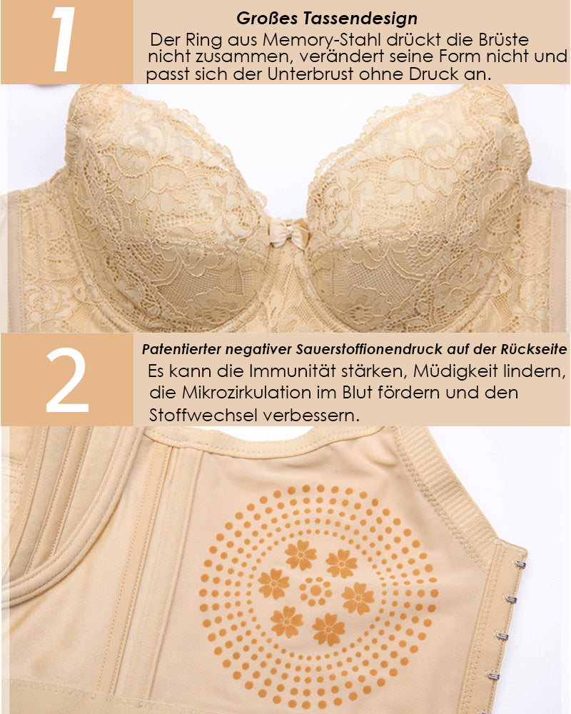 Damen Vollständiger Abdeckung Floraler Spitze Push-up BH in Übergröße