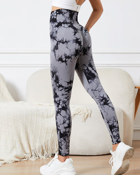 Nahtlose Batik Leggings für Damen Hohe Taille Bauchkontrolle Fitness Yoga Hose