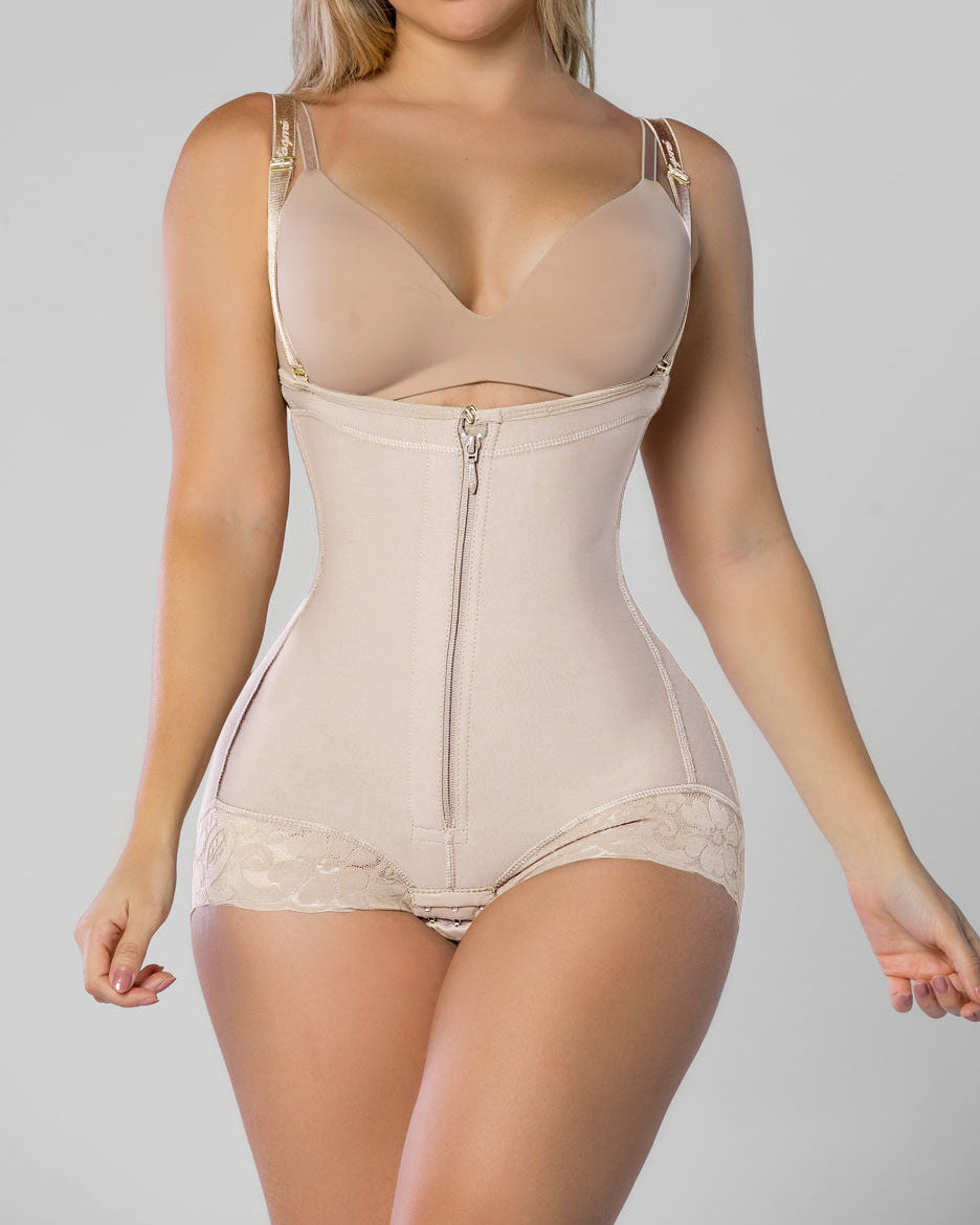 Bauchkontrolle Faja Body Korsett Shaper Offener Busen mit Reißverschluss