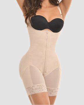 Hohe Kompression Offene Büste Bauchweg Shapewear mit Reissverschluss