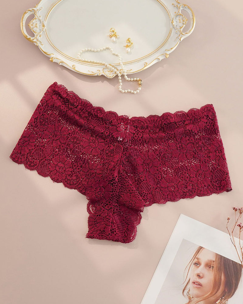 Damen Dessous Hohe Taille Blumenspitze Übergröße Sexy Bequem Unterwäsche