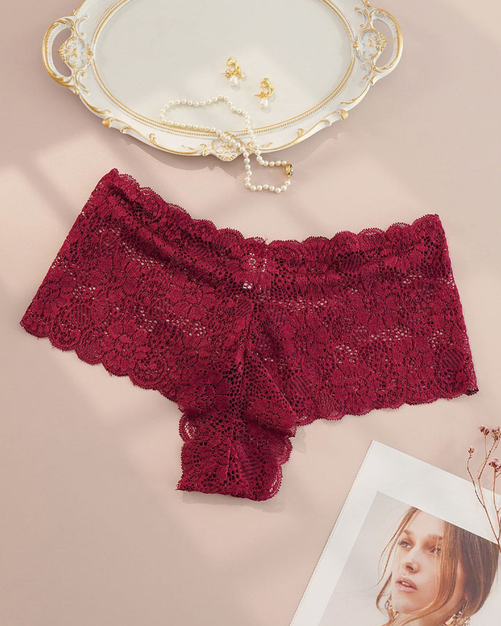 Damen Dessous Hohe Taille Blumenspitze Übergröße Sexy Bequem Unterwäsche