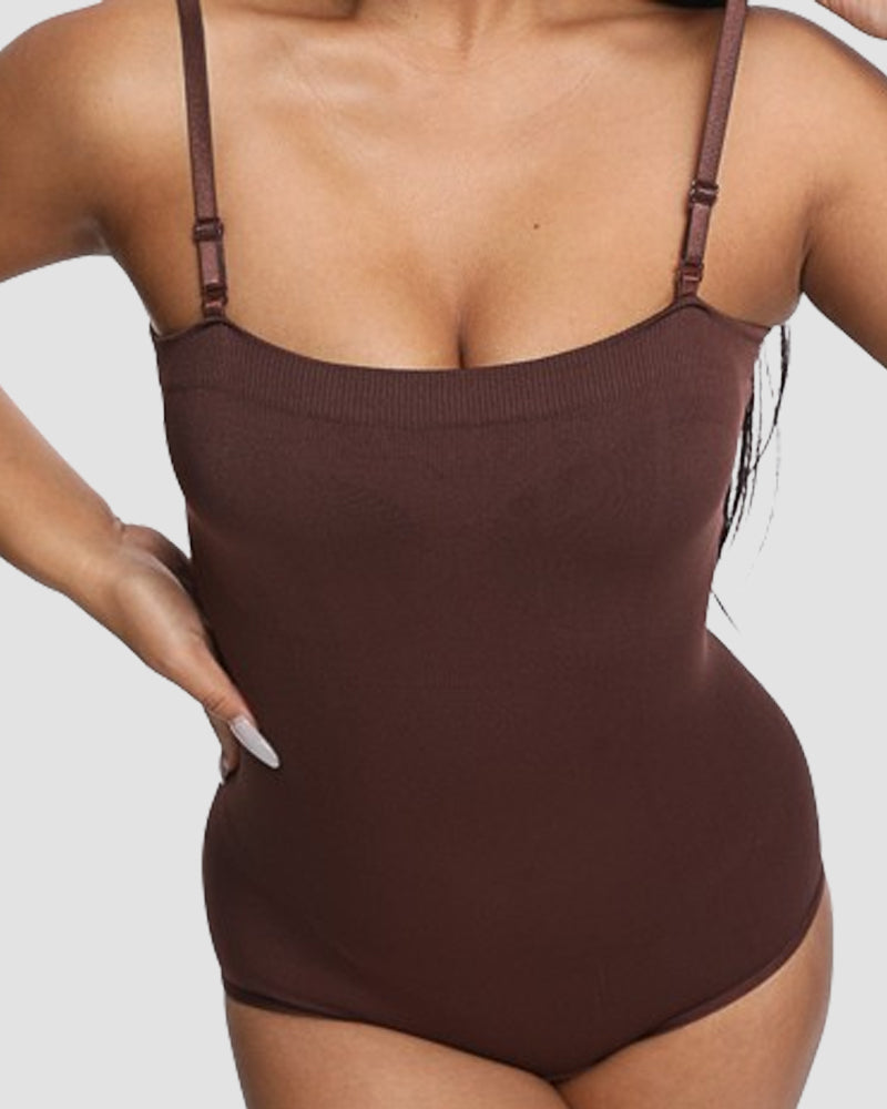 Damen Camisole Tube-Top Bauchweg Bodysuit mit abnehmbaren Schulterriemen