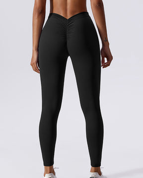 Formende Po-Lifting Leggings Yoga Hose mit V-Rückenfalten