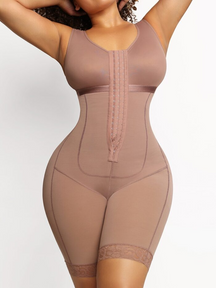 Ganzkörper Bauchweg Shapewear mit Haken und Ösen und fester Kompression