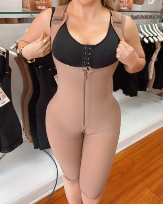 Fajas Shapewear Bodys mit offener Brust und Bauchweg verstellbar Body Shaper mit Reißverschluss