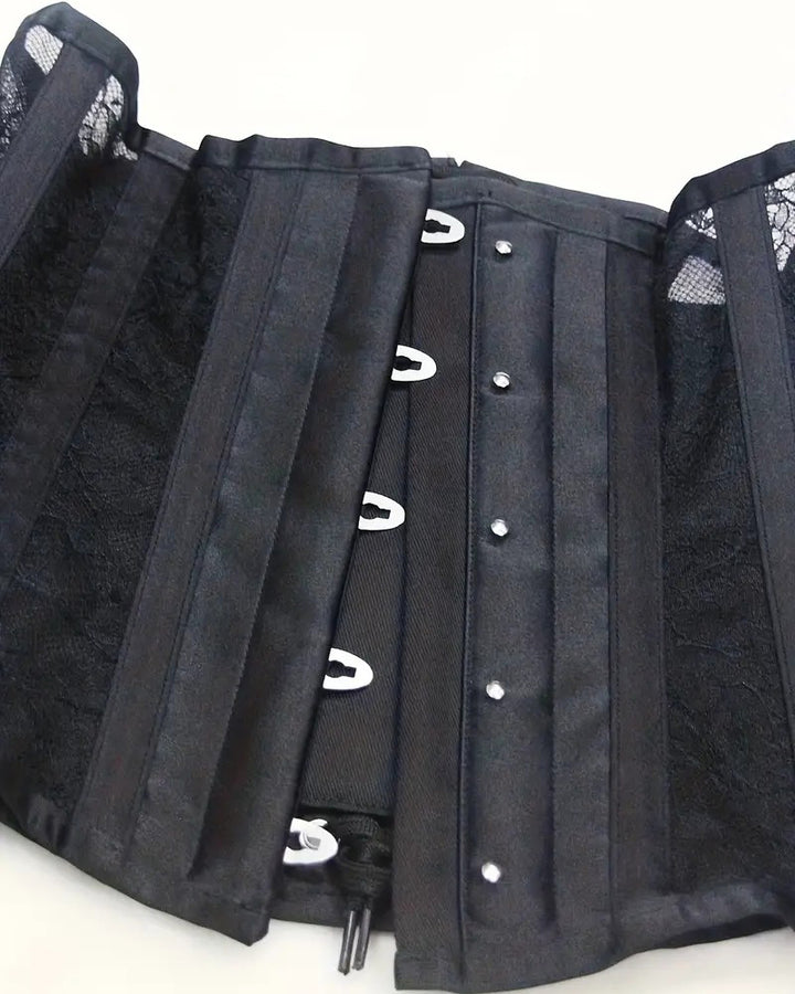 Vintage Schwarz Mesh Atmungsaktives Fishbone Taillenkorsett