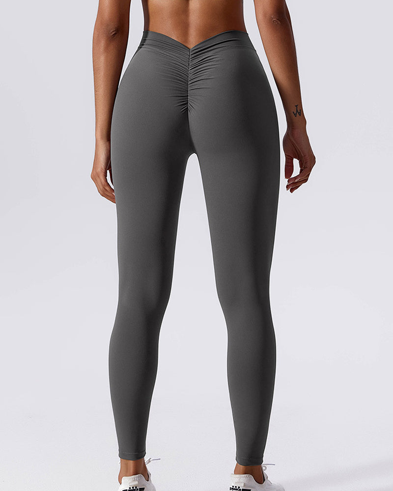 Formende Po-Lifting Leggings Yoga Hose mit V-Rückenfalten