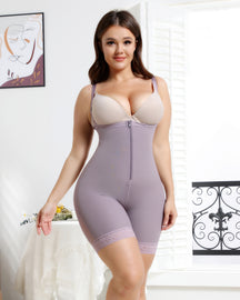 Lila verstellbarer Reißverschluss offene Brust Bauchkontrolle Shapewear