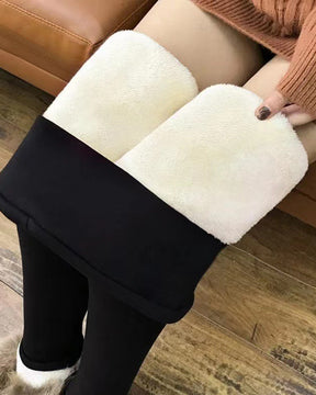 Damen Hoch taillierte Thermo Sherpa Verdicktem Fleece Leggings