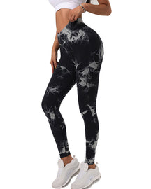 Nahtlose Krawatte Dye Stretchy Bauchkontrolle Leggings Sport Yoga Hosen