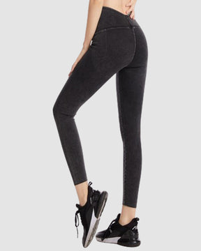 Nahtlose Denim Bauchkontrolle Po-Lift Leggings mit Hoher Taille