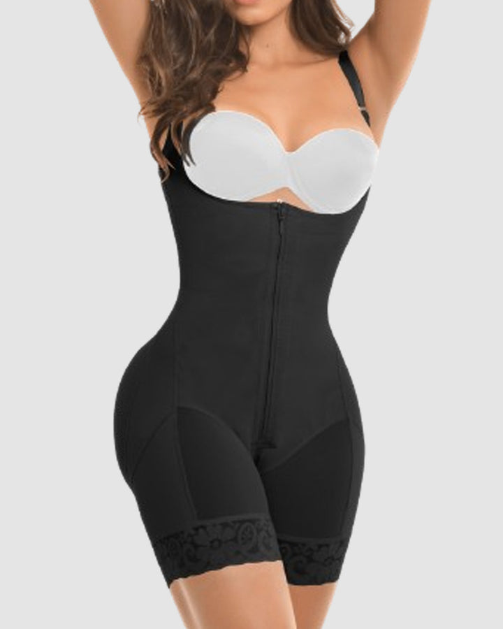 Shapshe® Hohe Kompression Offene Büste Bauchweg Shapewear mit Reissverschluss