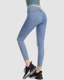 Nahtlose Denim Bauchkontrolle Po-Lift Leggings mit Hoher Taille