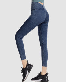 Nahtlose Denim Bauchkontrolle Po-Lift Leggings mit Hoher Taille