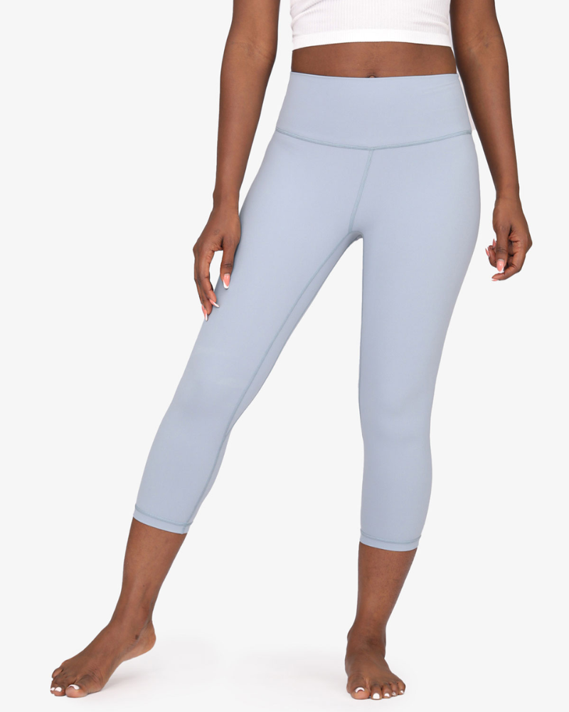 Nackte verkürzte Yoga Leggings mit hoher Taille und Hüfthöhe