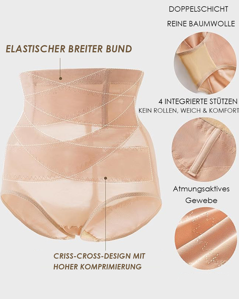 Bauchweg Shapewear Unterhosen Atmungsaktive Po-Lifter Dreieck Shorts mit Überkreuz Design