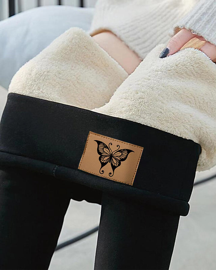 Damen Hoch taillierte Thermo Sherpa Verdicktem Fleece Leggings
