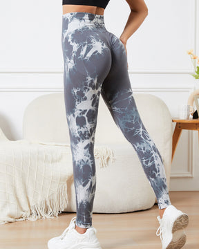 Nahtlose Batik Leggings für Damen Hohe Taille Bauchkontrolle Fitness Yoga Hose