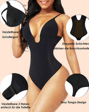 Damen Tiefem V-Ausschnitt Shapewear U-förmigem Rücken Nahtloser Tanga Bodysuit