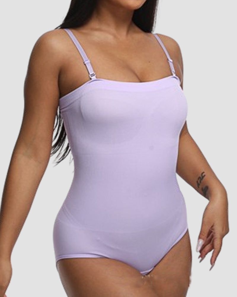 Damen Camisole Tube-Top Bauchweg Bodysuit mit abnehmbaren Schulterriemen