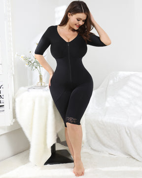 Schwarz Nahtloser Taillentrainer zur Bauchkontrolle Ganzkörper Shapewear