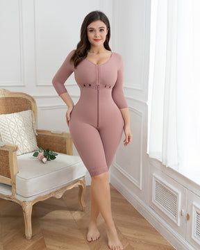 Fajas RosyBrown Sanduhr-Shapewear für Damen. Mit Ärmeln und BH