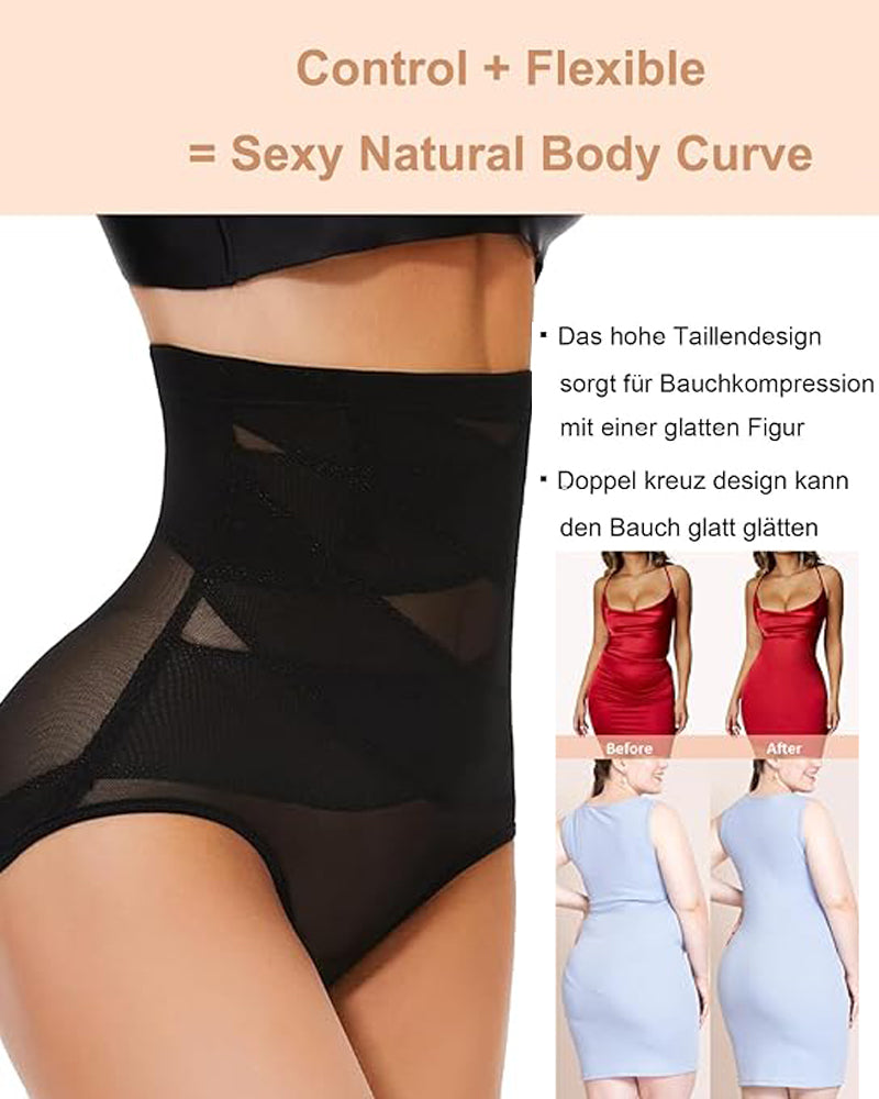 Bauchweg Shapewear Unterhosen Atmungsaktive Po-Lifter Dreieck Shorts mit Überkreuz Design