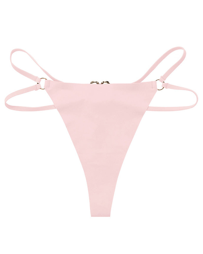 Damen Nahtloser Lingerie Niedrige Taille Metallring Versuchung Intimates Sexy unterwäsche