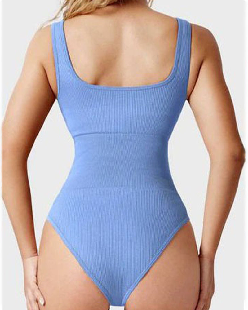 Damen Shapewear Bodys Sexy gerippte ärmellose Tanktops mit quadratischem Ausschnitt