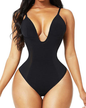 Damen Tiefem V-Ausschnitt Shapewear U-förmigem Rücken Nahtloser Tanga Bodysuit