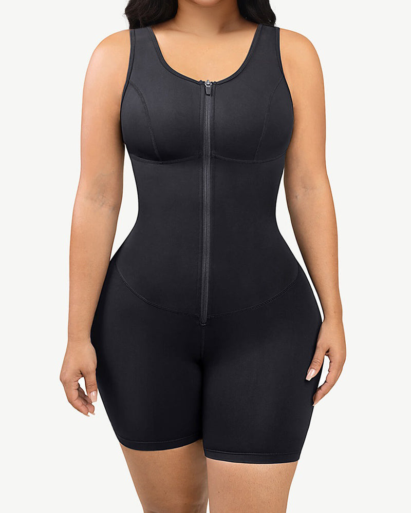 Workout Bauchweg Kompressions Shapewear Bodys mit Reißverschluss