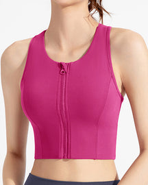 Hoher Wirkung Reißverschluss Vorne Tank Top Racerback Bügellose Yoga Sport BHs